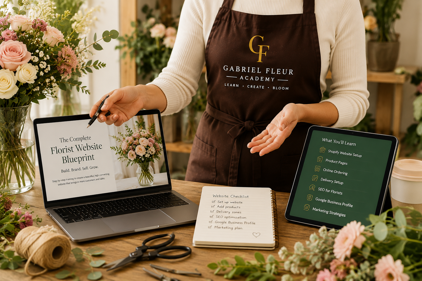 Florist teaching in Gabriel Fleur Academy