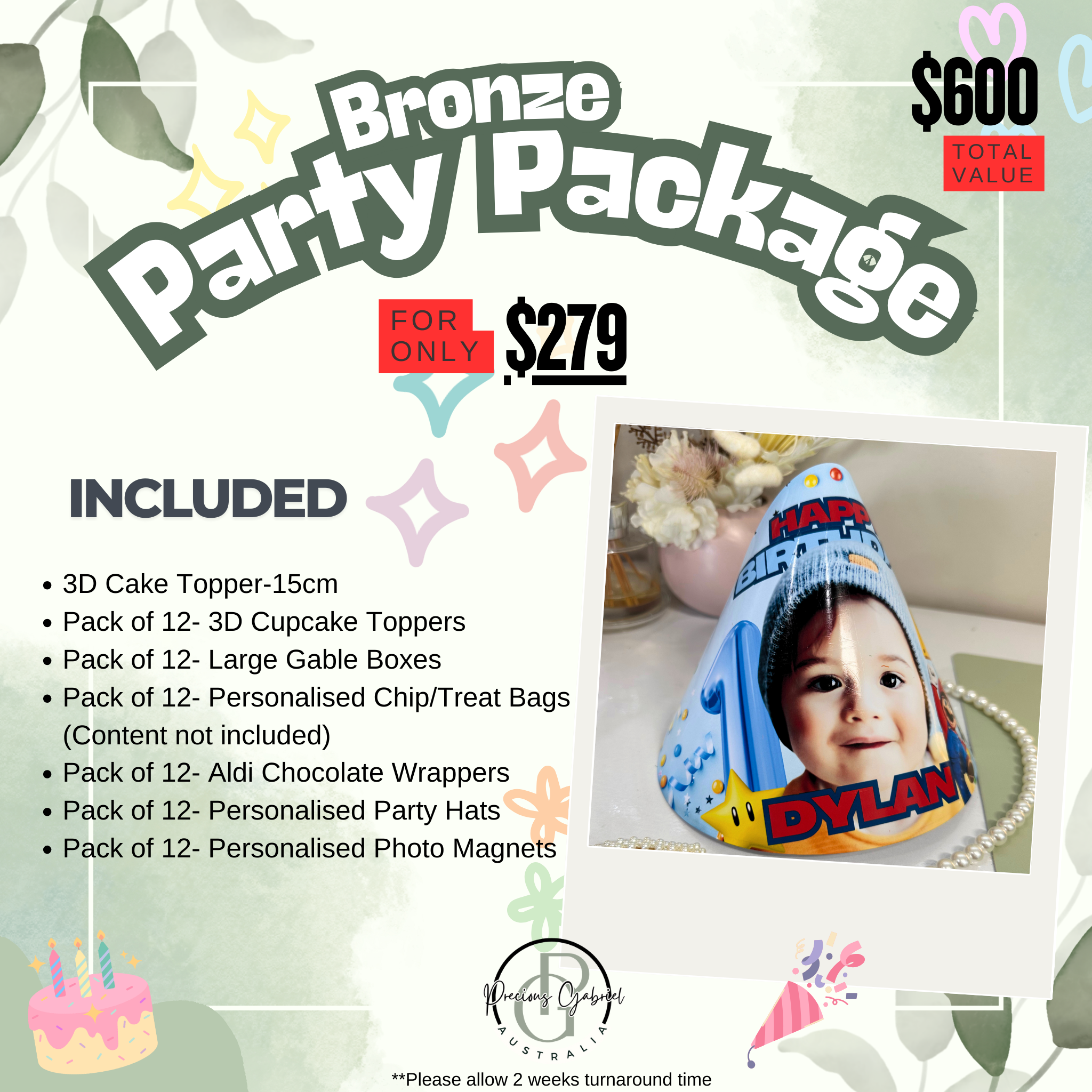 Party Packages Bronze Precious Gabriel Australia